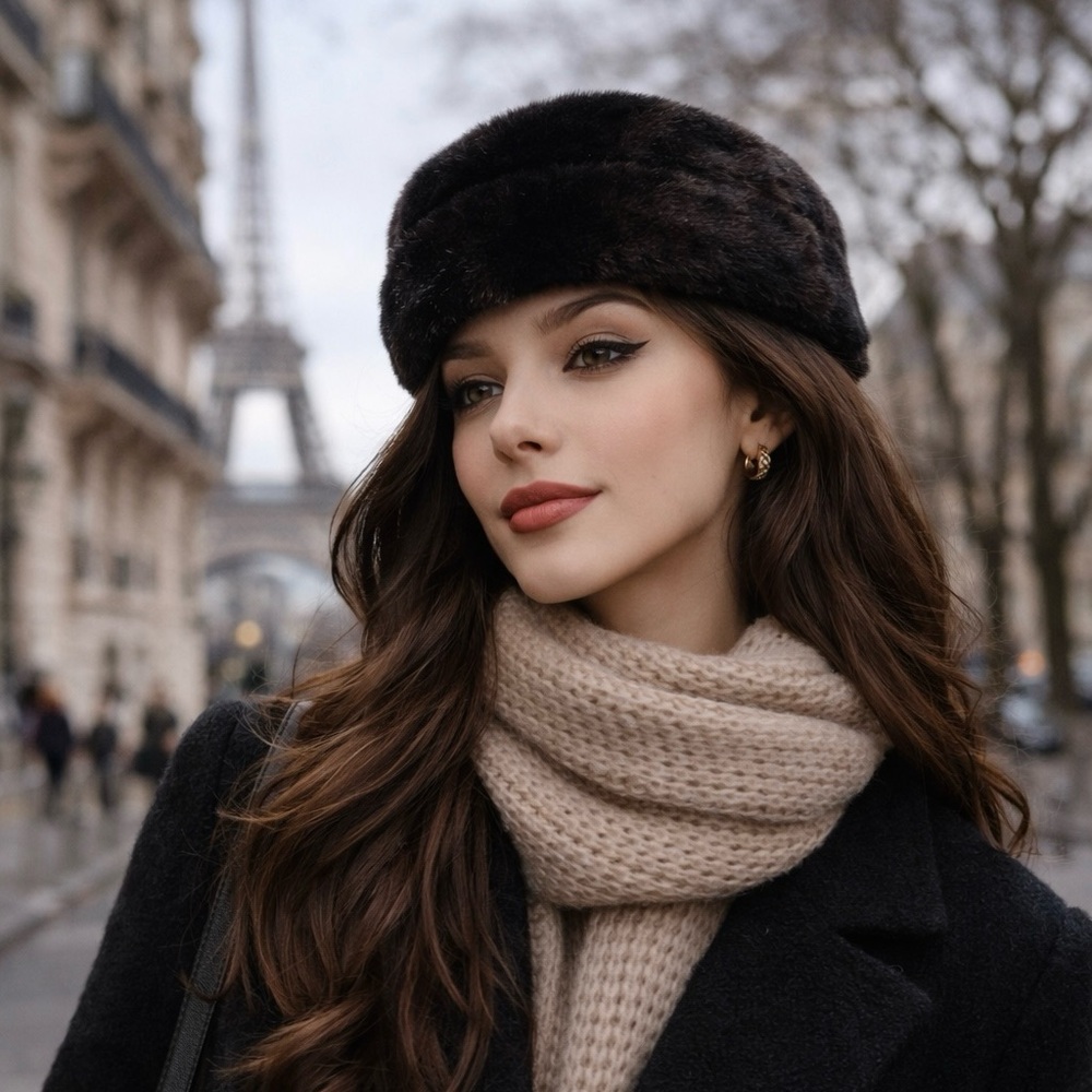 🖤Vintage Black Faux Fur Pillbox Hat – Retro Glam✨